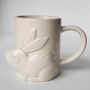 Indigo Majolica White Bunny 3D Coffee Tea Mug Easter Rabbit and Egg